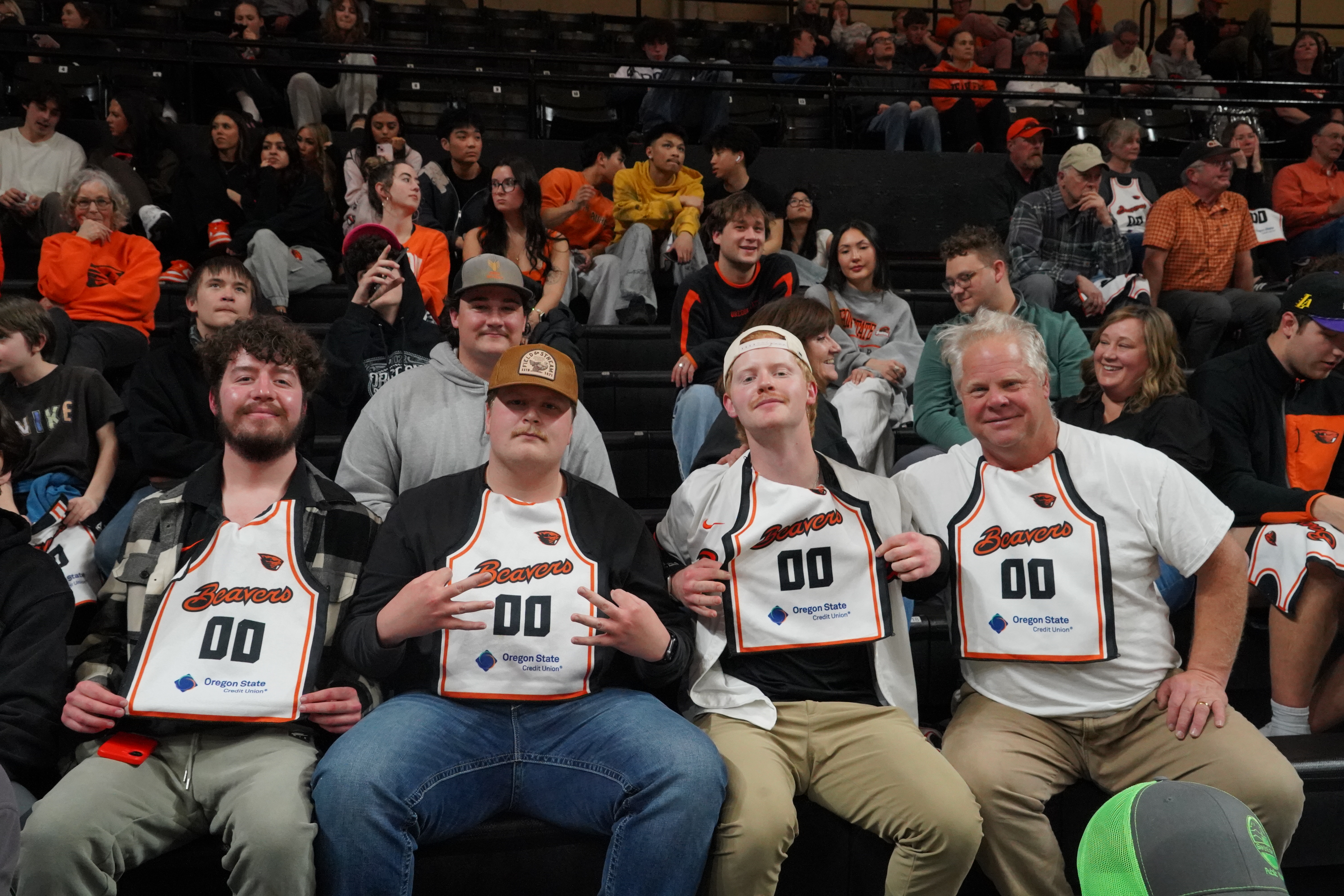 OSU Credit Union rally towel giveaway in the student section